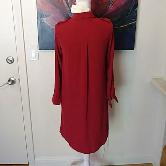 Venessa Collection Red Button Front Cape Tunic - Picture 5 of 16